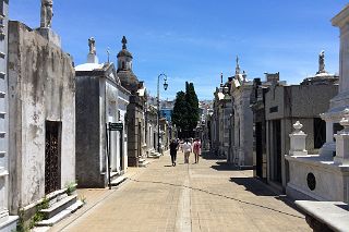 28 Looking Down A Main Street In Recoleta Cemetery With Sign To Sarmiento Buenos Aires